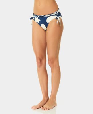 Women's Pull-On Contrast Ruffle Side-Tie Hipster Swim Bottoms