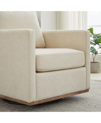 Square Swivel Accent Chair, Chenille Upholstered Leisure Chair, 360° Rotation Comfy Armchair