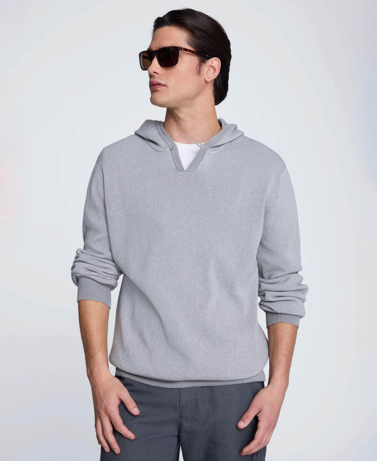 Мужское худи Kenneth Cole Long-Sleeve Sweater, цвет: Серый — фото 1