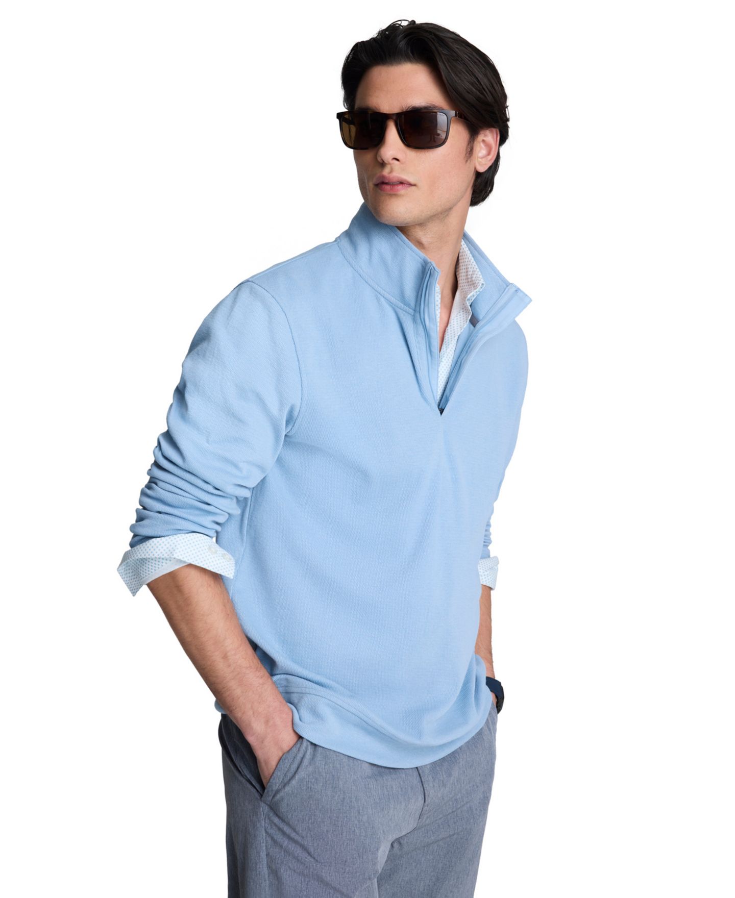 Мужской свитер Kenneth Cole Long-Sleeve Quarter Zip, цвет: Синий — фото 3