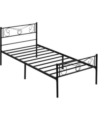Twin Metal Platform Bed Frame With Headboard and Footboard Storage No Box Spring Mattress Support Modern Style