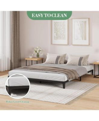 6 Inch Queen Metal Platform Bed Frame Modern Design Steel Slats Noise Free Easy Assembly No Box Spring Matte