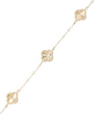 Textured Clover Link Bracelet in 10k Yellow Gold
