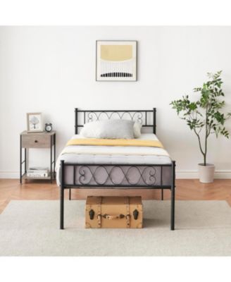 Metal Bed Frame With Headboard and Footboard Heart Design Platform For Kids No Box Spring
