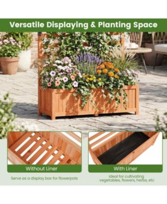 59 Inch Tall Wooden Raised Garden Bed with Trellis