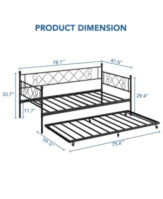 Trundle, Trundle Bed Twin with Heart-Shaped Headboard, Sturdy Metal Sofa Bed, Heavy-Duty Metal Bed Frame Support, Easy Assembly.