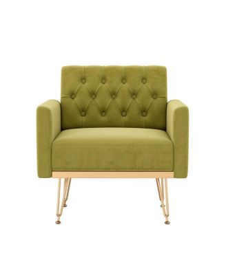 Velvet Tufted Armchair with Gold Metal Leg
