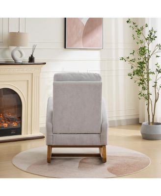 27.2"W Rocking Chair for Nursery, Polyester Glider with High Back & Side Pocket