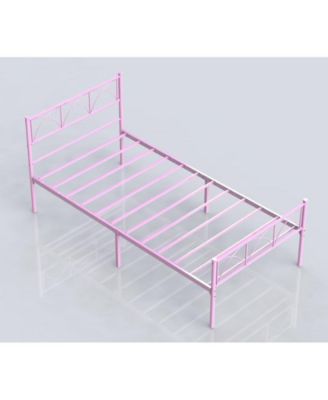 Twin Bed Frame with Headboard and Footboard Metal Platform Storage Soundless No Box Spring