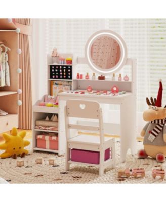 Children s Lighted Vanity Desk Pretend Play Dressing Table
