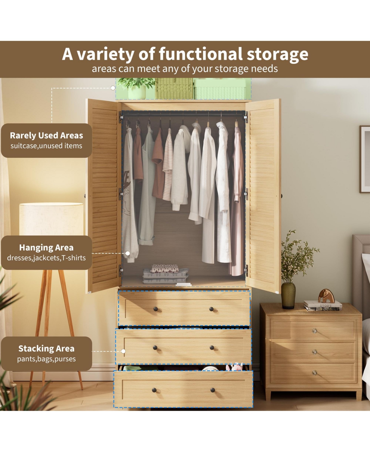 gaomon Armoire Wardrobe Closet with Drawers