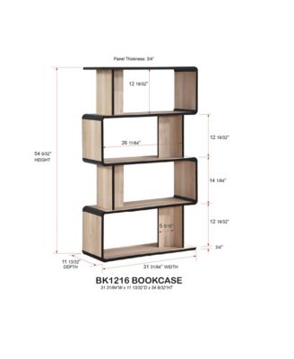 Nathan Wooden Display Book Shelf Bookcase – Shelving Rack Unit Organizer, Oak/Black