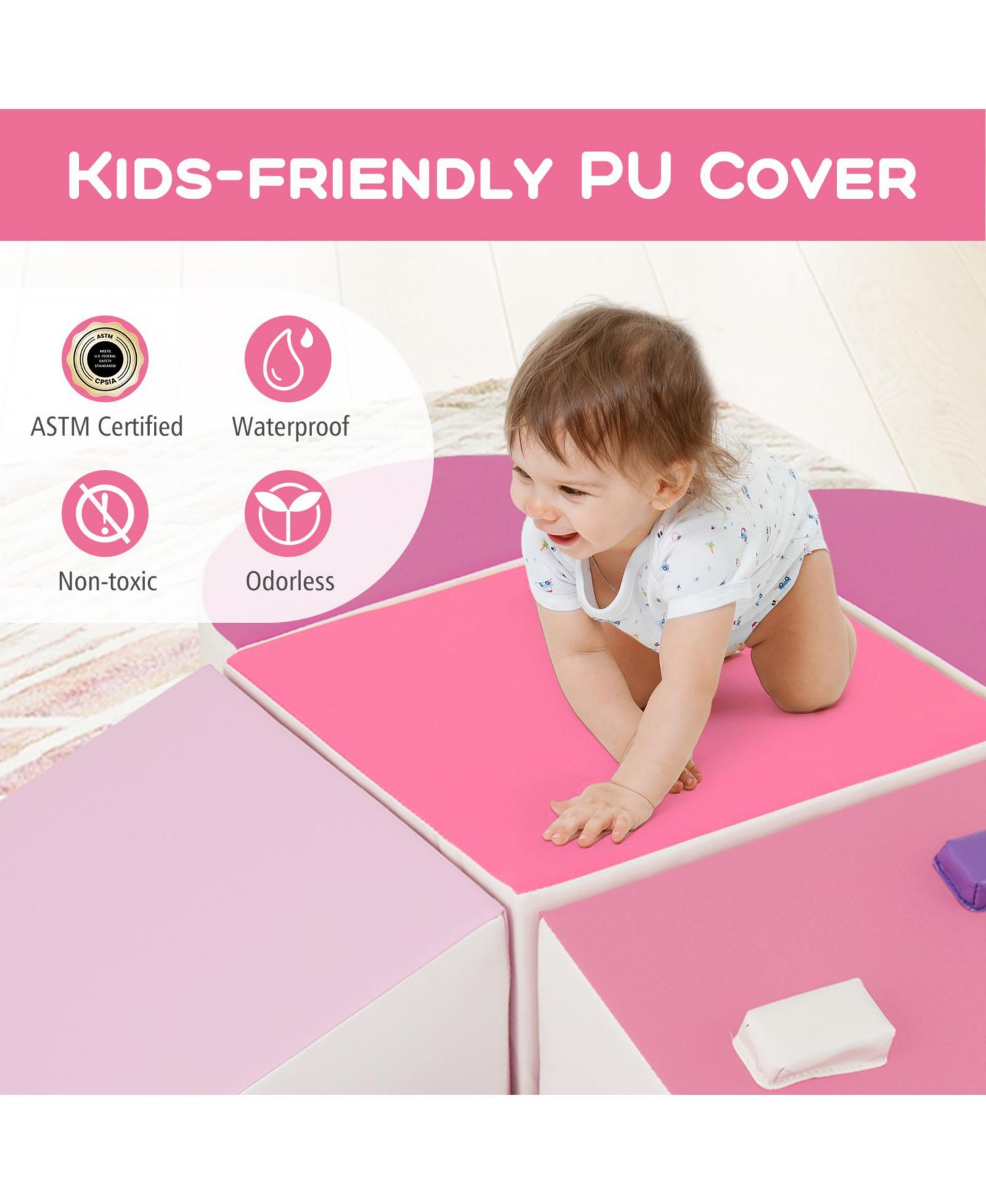 6-Piece Soft Toddler Play Set with Climbing Triangle, Ramp & Safe Foam Design for Active Play