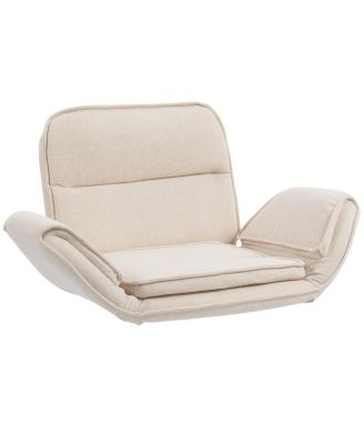 Criss Cross Beige Cloth Swivel Desk Chair with Adjustable Armrests & Wheels