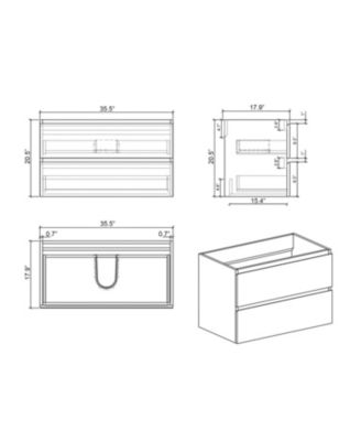 36" Walnut Wall-Mount Vanity w/ Ceramic Sink