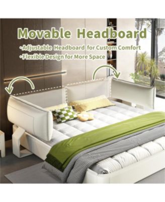 King Size Cloud Bed Frame with Padded Movable Headboard, Chenille Upholstered