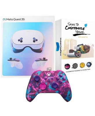 Quest 3S 256GB Virtual Reality VR Headset with Heart Breaker Xbox Controller and MightySkins Custom Skin Code Bundle