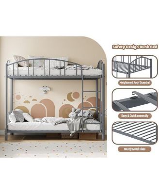 Metal Bunk Bed Stairs and Arched Guardrail Metal Slat Support Space Saver No Box