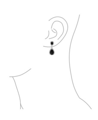 Classic Cocktail Pave Halo Cubic Zirconia CZ Double Solitaire Teardrop Dangle Earrings