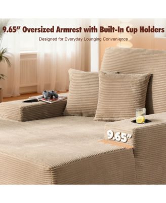 Chaise Lounge Chair, Oversized Plush Upholstered Boneless Sofa Bed, Deep Seat Sleeper Cloud Couch for Living Room, No Assembly Required