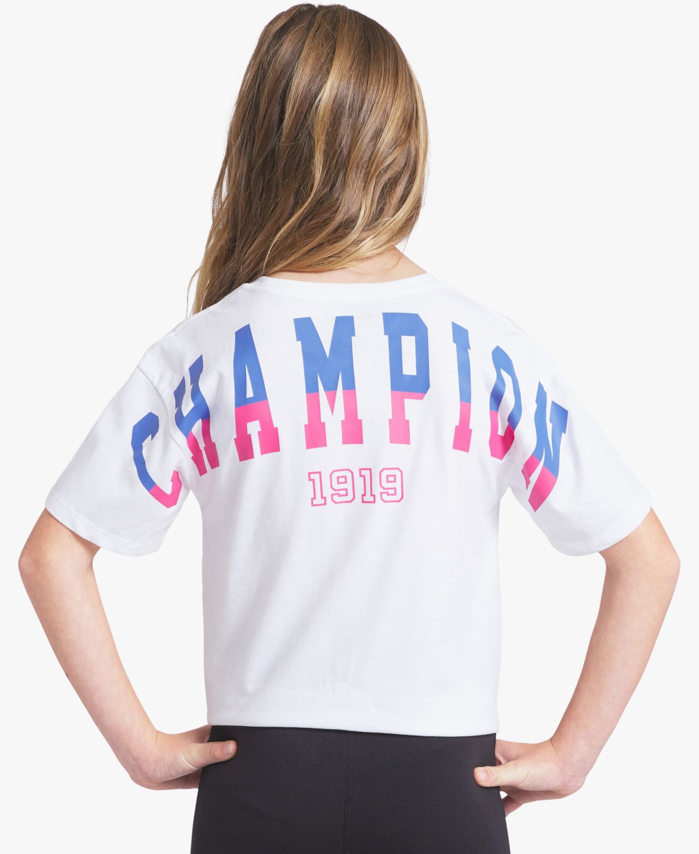 Футболка Champion Tie-Front Short-Sleeve Tee Shirt для девочек, цвет: Яркий белый — фото 2