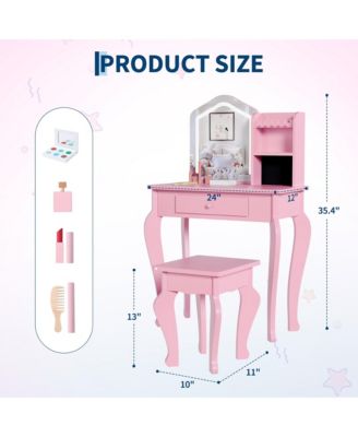Kids Vanity Table Set with Lighted Mirror and Stool
