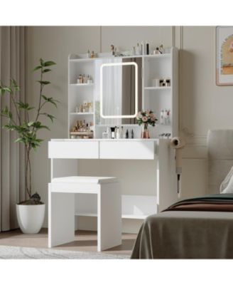 Lighted Makeup Vanity Desk with USB Ports