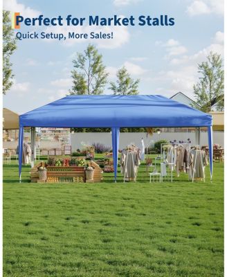 10x20 FT Pop Up Canopy with 6 Sidewalls, Outdoor Instant Tent with Wheeled Carry Bag, Beach Tent with One Push Setup, Portable Gazebo Shelter