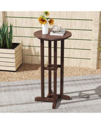 Inch Round Patio Bar Height Table with Slatted Top