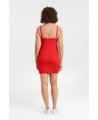Women's Scoop Neck Ribbed Sculpting Cami Mini Dress with Built-In Shapewear