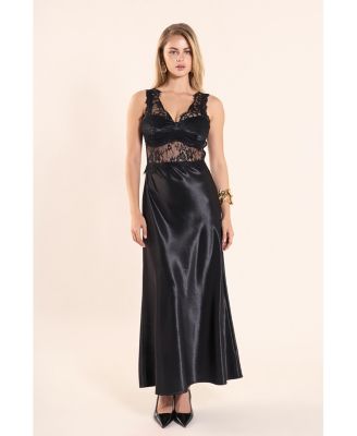 Women's Lace trim sleevesless midi dress