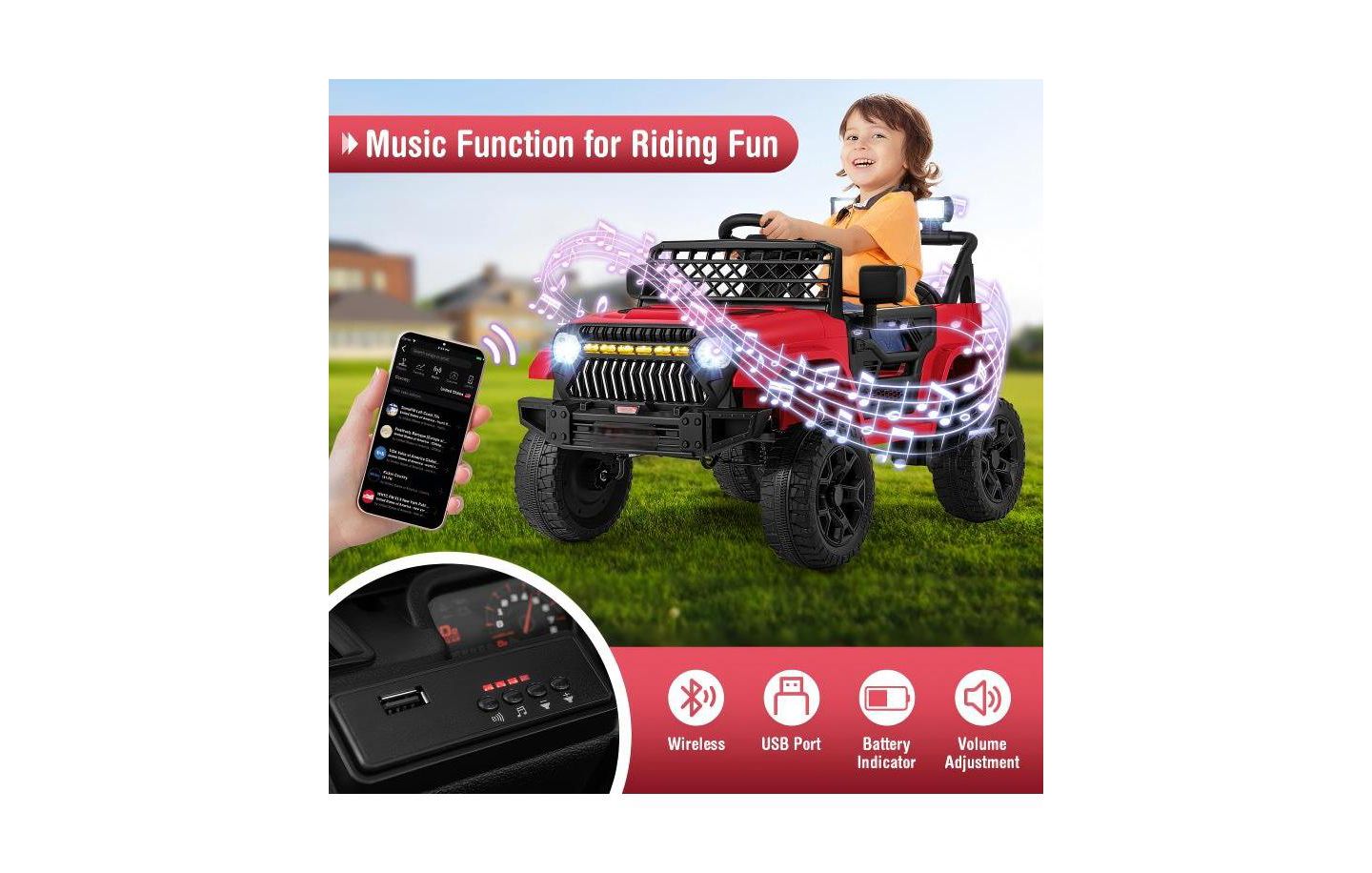 Детская игрушка HONGGE Kids' Ride-On Truck with Parental Remote Control and Dual Motors, Ages 3+, цвет: Красный — фото 8
