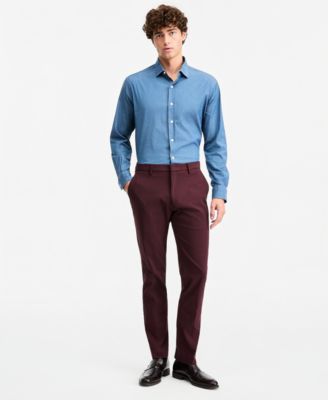 Tommy Hilfiger - Men's Modern-Fit Stretch Dress Fall Pants Burgundy