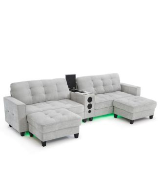 Modern U-shaped Sectional Sofa with Storage Ottomans