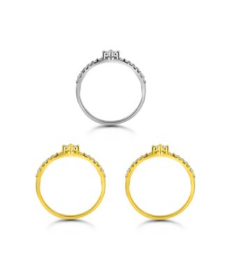 Cubic Zirconia (7/8 ct.t.w) 3-Pc. Set Pave Diamond Shape Band Ring