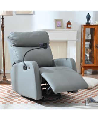Swivel Rocker Recliner Chair 360 Degree Glider with Phone Holder for Bedroom Living Room Home Theater 330LBS Capacity