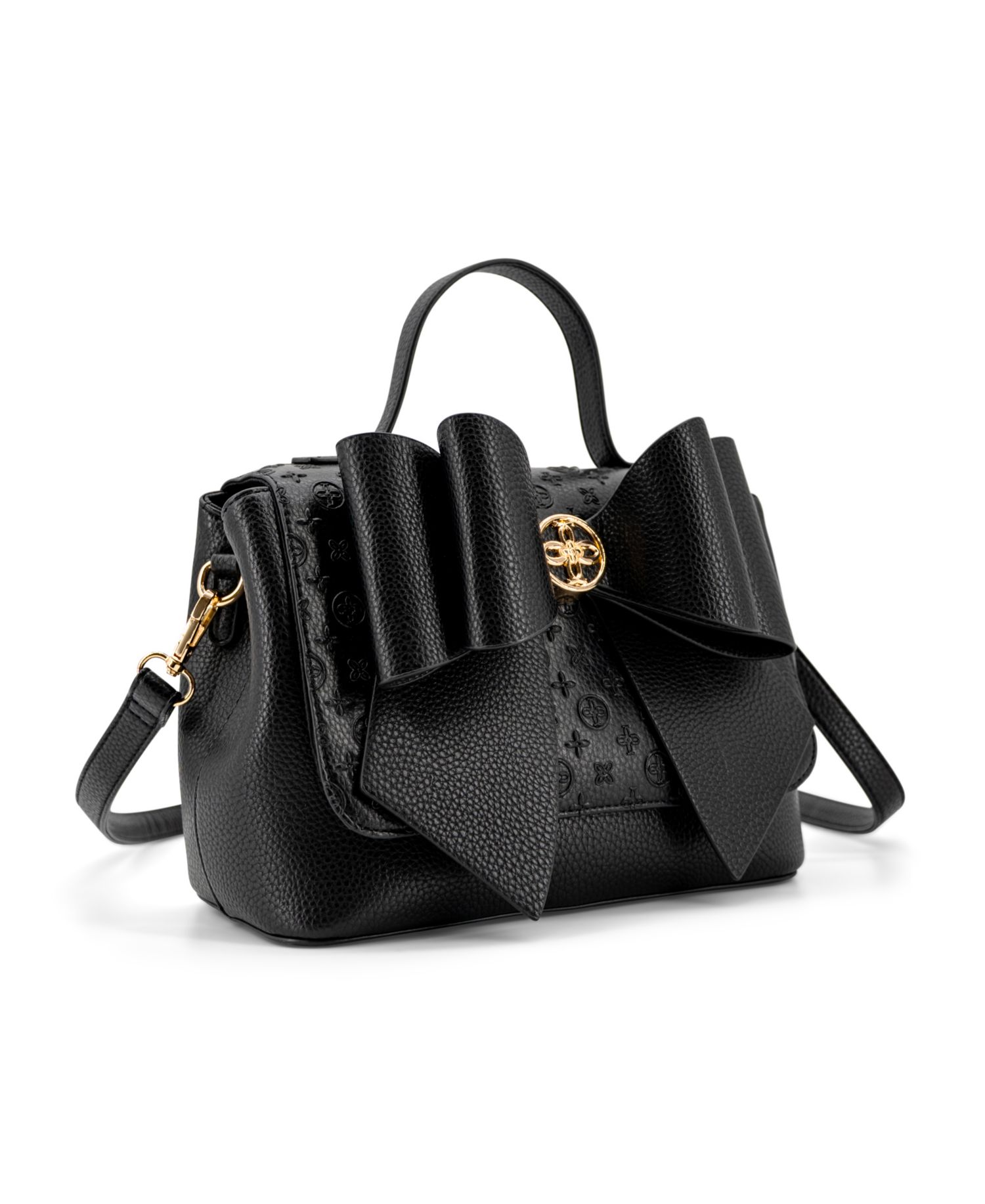 Noble Cross-Bow Embossed Small Satchel Handbag