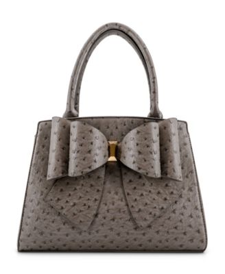 Elodie Embossed Bow Top Handle Medium Satchel Bag
