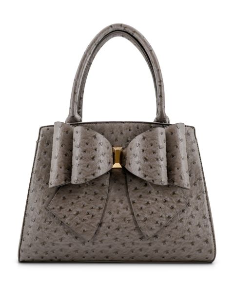 Женская сумка LIKE DREAMS Elodie Embossed Bow Top Handle Medium Satchel Handbag, цвет: Серый
