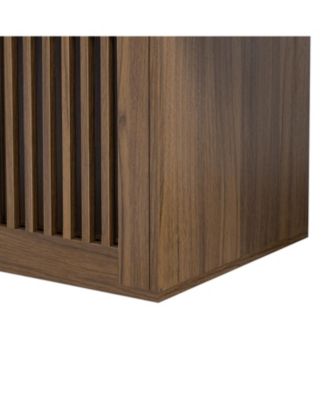 Mid-Century Walnut TV Stand with Extendable Table & Cushion