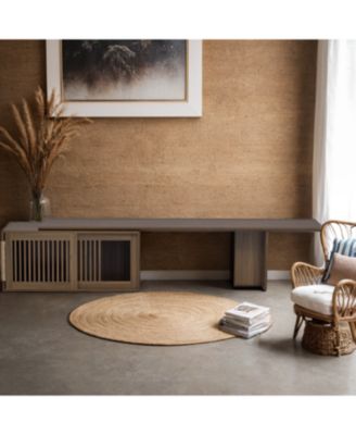 Mid-Century Walnut TV Stand with Extendable Table & Cushion