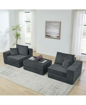 Modular Cloud Sectional Couch, Modern L-Shaped Sofa with Ottoman