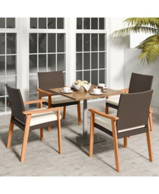 Patio Rattan Dining Chairs Set of 2 with Removable Cushions