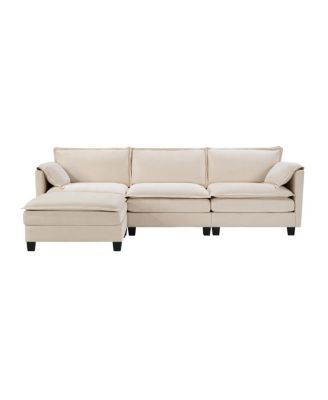 Streamdale L-shaped sofa with storage, cotton-linen velvet, 3 seats, extends, living room