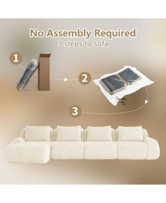 Modern L-Shaped Flannelette Sectional Sofa with Movable Ottoman