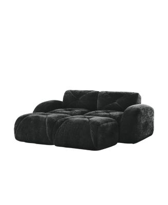 U-shaped Boneless Sofa, Soft Velvet, Tufted, High Density Sponge, No Assembly