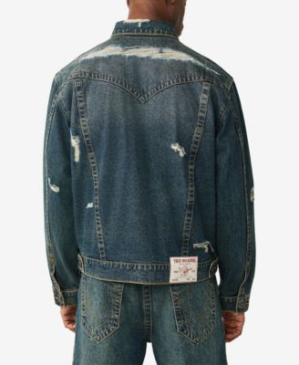 Men's Collared Destroyed Oversized Jacket