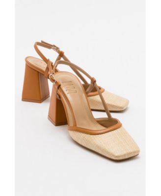 Women's Rivie Raffia Square Toe Block Heel Pump