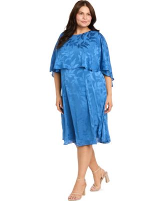 Plus Size Satin Burnout Overlay Dress
