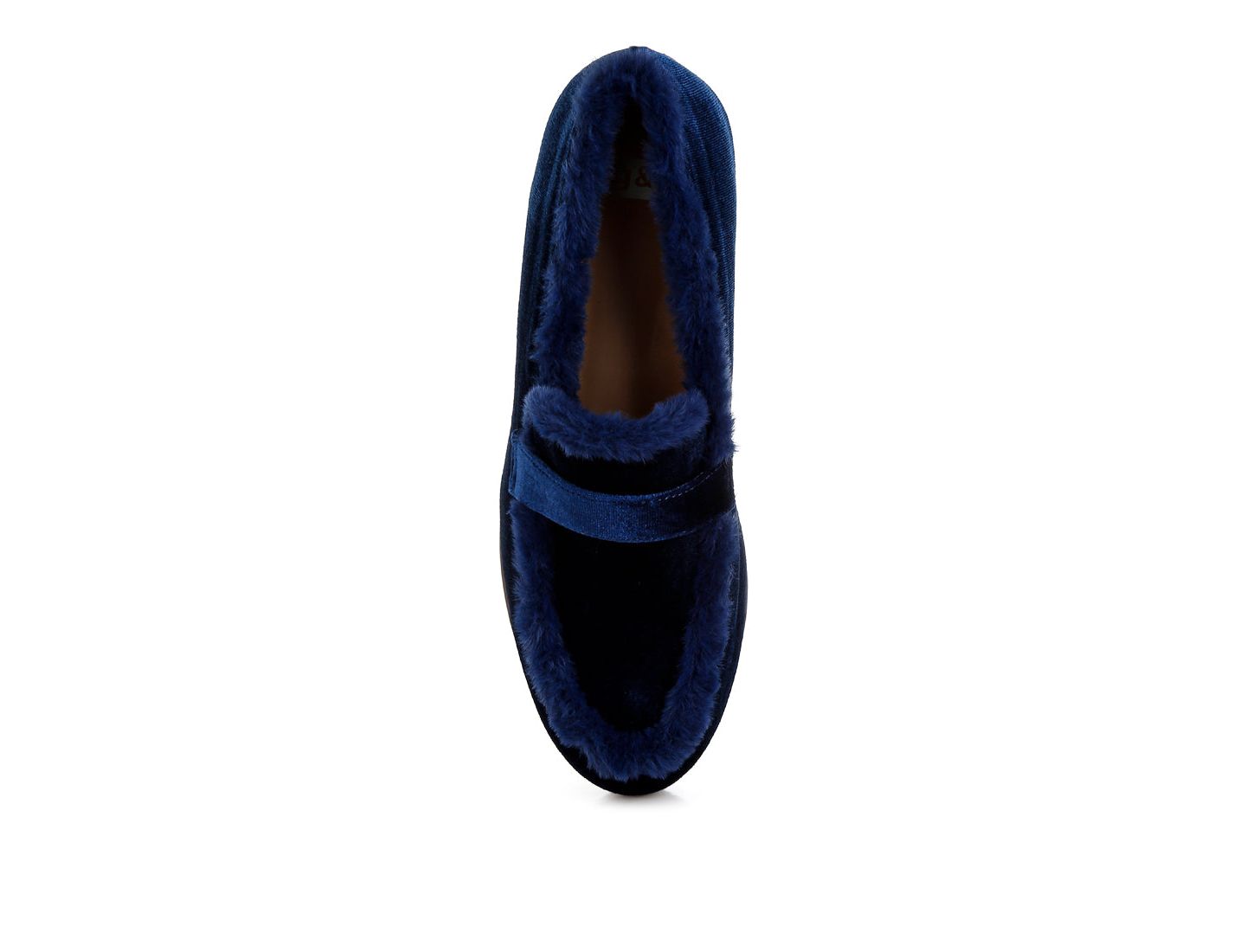 Женские туфли Rag & Co Bastian Fur Detail Velvet, цвет: Тёмный синий — фото 5